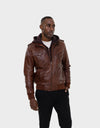 LIAM MEN'S LEATHER JACKET WITH HOOD